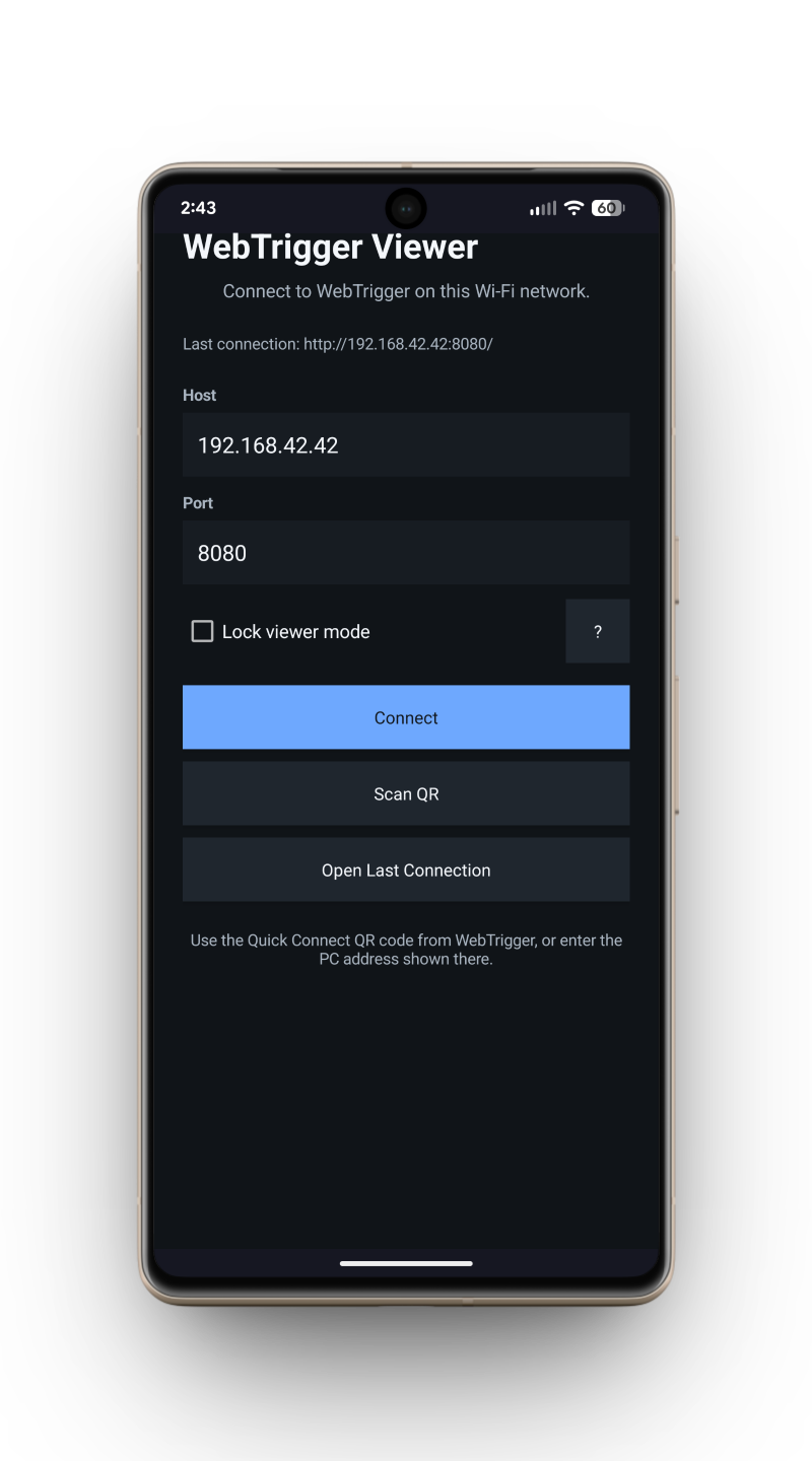 WebTrigger Viewer action controls screenshot